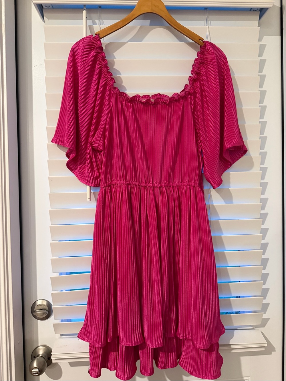 Simply Southern Hot Pink Ruffled Pleat dress